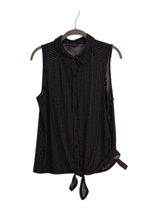 Adrianna Papell Tops - Adrianna Papell Black Sleeveless Button Front Tie-Hem Blouse